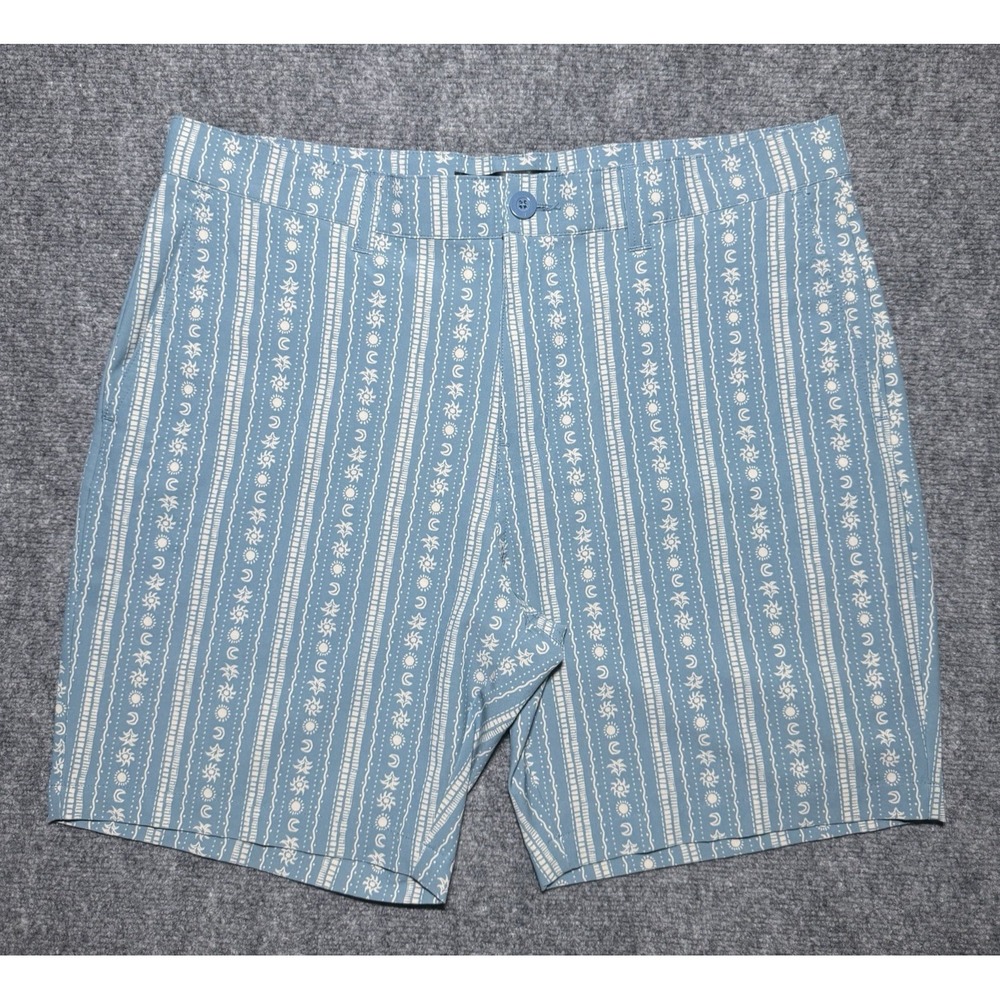 Travis Matthew Blue Geometric Sun Moon Performance Golf Shorts Men Size 36x8"